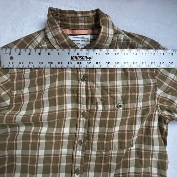 REI Womens Northwoods Button Up Flannel Shirt Small Green Hiking Outdoor Casual - Picture 5 of 7